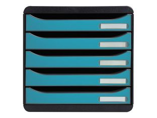 Exacompta Skandi - Module de classement 5 tiroirs - bleu Pacifique