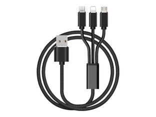 Wave Concept Elegance 3in1 - Câble de charge USB vers Micro-USB, Lightning, USB-C - 1 m - noir