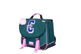 Cartable Camps Corduroy 38 cm - 2 compartiments - velours vert - Kid'Abord