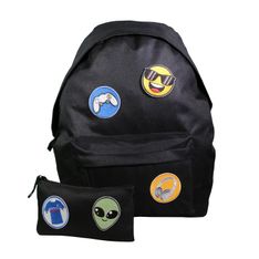 Sac à dos 1 compartiment + trousse à personnaliser avec 5 patchs autocollants - garçon - noir - Bagtrotter