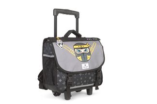 Cartable réversible à roulettes Ninja - 38 cm - 2 compartiments - gris - Pol Fox