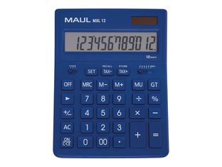 Calculatrice de bureau Maul MXL 12 - 12 chiffres - panneau solaire et pile - bleu