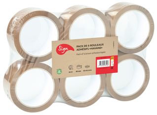 Sign - Cinta de embalaje (6 rollos) - 48 mm x 66 m - polipropileno - habana