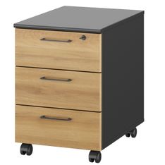 Caisson mobile JAZZ+ - Profondeur 60 cm - 3 tiroirs - monté - chêne du bocage