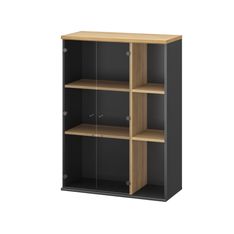 Bibliothèque JAZZ+ - L80 x H112 x P39 - 2 portes vitrées - chêne du bocage