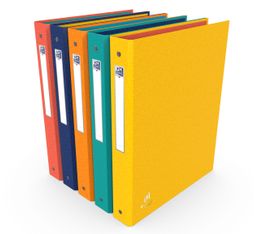 Oxford Bicolor Recycl +  - Classeur 4 anneaux - A4 - Dos 40 mm - Couverture en carte rembordée imprimée et pelliculée - Disponible en différentes couleurs