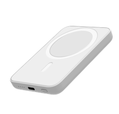 JAYM - Powerbank / batterie de secours rechargeable - 5000 mAh - MagSafe, induction - sur câble lightning - blanc