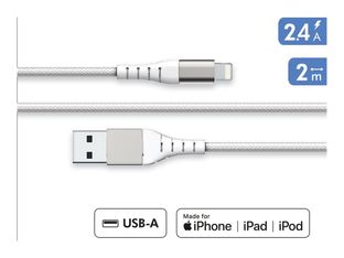 Force Power Lite - Câble USB (M) pour Lightning - 2 m - blanc