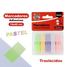 Grafoplas Fixo Notes - Marcadores de bandera - 12 x 45 mm 100 páginas (5 x 20) - colores pastel variados