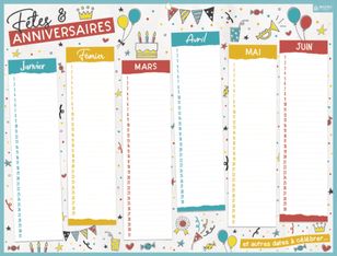 Calendrier perpétuel BOUCHUT "Fêtes et Anniversaires" PEFC 70 % 32 x 42 cm