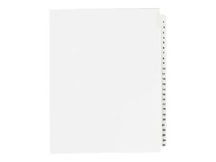 Avery Style - Intercalaire - 25 positions - pré-imprimé : 1-25 - à onglets - blanc