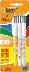 BIC 4 Couleurs - 3 Stylos à bille 4 couleurs - 1 mm - Décors assortis