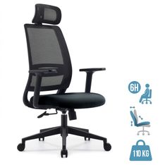 Fauteuil de bureau OPEN - accoudoirs réglables - appuie-tête réglable - noir