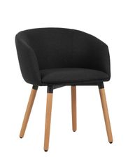 Fauteuil ARCO - Tissu non feu - 4 pieds bois - gris poivre