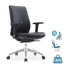 Fauteuil de bureau SHERMAN - accoudoirs réglables - Appui-tête en option - noir