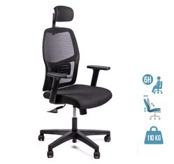 Fauteuil de bureau CALLIOPE - accoudoirs réglables - appui-tête - noir