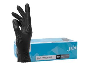 Jet - Guantes - desechable - tamaño: 7 - goma de nitrilo - negro (paquete de 100)