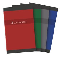 Conquerant - Carnet 11 x 17 cm - 96 pages Agrafées - petits carreaux 5mm - Couverture vernie - disponible dans différentes couleurs