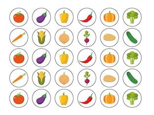 APLI kids - Adhésif décoratif - 900 pièces - rond - légumes - 20 x 18 mm - 30 feuilles - permanent