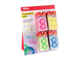 APLI kids - Highlighter tape - 2 pièces - 6 mm x 5 m - bleu fluorescent, vert fluorescent, rose fluorescent, jaune fluorescent (pack de 32)