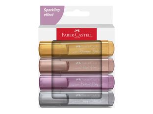 Faber-Castell Textliner 46 - Pack de 4 surligneurs métalliques - rose perle, argent brillant, rubis brillant, or glamour