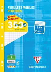 Clairefontaine - Feuillet mobiles sous film A4 - 350 pages - grands carreaux (Seyes) - perforées - 90g