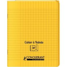Conquérant Classique - Cahier polypro à rabat 24 x 32 cm - 96 pages - grands carreaux (Seyes) - jaune