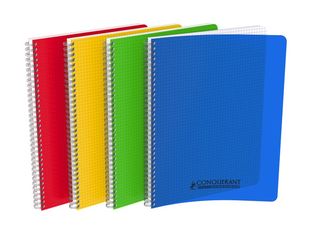 Conquérant Classique - Cahier à spirale A4 (21x29,7cm) - 180 pages - petits carreaux (5x5mm) - disponible dans différentes couleurs
