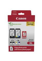 Canon PG-575XL/CL-576XL - Pack de 2 - noir, couleur (cyan, magenta, jaune) + pack photo - cartouche d'encre originale