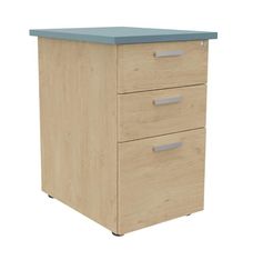 Caisson HT bureau - steely/stelly manager - Profondeur 60 cm - chene - top bleu argile 