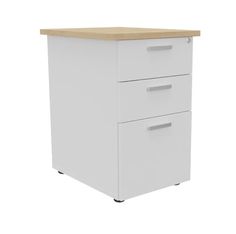 Caisson HT bureau - steely/stelly manager - Profondeur 60 cm - blanc perle - top chene 