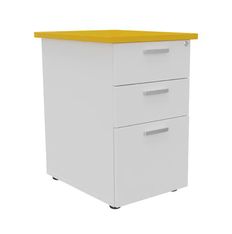 Caisson HT bureau - steely/stelly manager - Profondeur 60 cm - blanc perle - top jaune curry