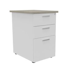 Caisson HT bureau - steely/stelly manager - Profondeur 60 cm - blanc perle - top chene gris