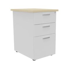 Caisson HT bureau - steely/stelly manager - Profondeur 60 cm - blanc perle - top erable