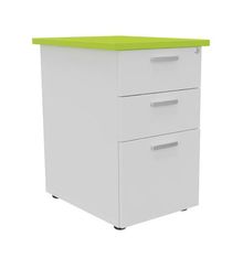 Caisson HT bureau - steely/stelly manager - Profondeur 60 cm - blanc perle - top vert