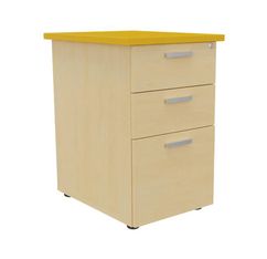 Caisson HT bureau - steely/stelly manager - Profondeur 60 cm - hetre - top jaune curry 