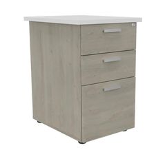 Caisson HT bureau - steely/stelly manager - Profondeur 60 cm - chene gris - top blanc perle