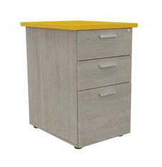 Caisson HT bureau - steely/stelly manager - Profondeur 60 cm  - chene gris - top jaune curry
