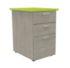 Caisson HT bureau - steely/stelly manager - Profondeur 60 cm - chene gris - top vert 