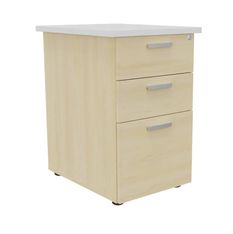 Caisson HT bureau - steely/stelly manager - Profondeur 60 cm - erable - top blanc perle