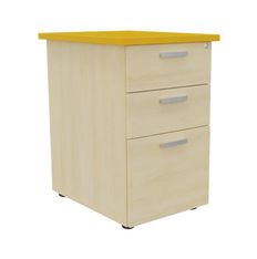Caisson HT bureau - steely/stelly manager - Profondeur 60 cm - erable - top jaune curry