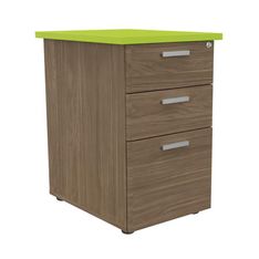 Caisson HT bureau - steely/stelly manager - Profondeur 60 cm - noyer - top vert