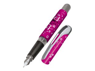 ONLINE College - Stylo plume - life is better in pink - bleu - 0.5 mm - pointe moyenne