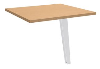 Retour direct pour bureau Steely - L80 - pied blanc - plateau imitation hêtre