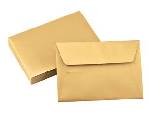 Clairefontaine Pollen - Lot de 20 enveloppes portefeuille international C6 (114 x 162 mm) - côté ouvert - autocollant - or