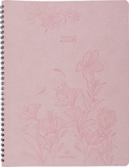 Agenda à spirale Primrose - 1 semaine sur 2 pages - 22 x 28 cm - rose - Oberthur