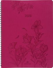 Agenda à spirale Primrose - 1 semaine sur 2 pages - 22 x 28 cm - fuchsia - Oberthur
