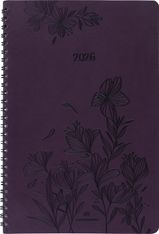 Agenda à spirale Primrose - 1 semaine sur 2 pages - 17 x 24,5 cm - lilas - Oberthur