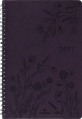 Agenda à spirale Primrose - 1 semaine sur 2 pages - 17 x 24,5 cm - violet - Oberthur