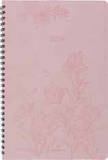 Agenda à spirale Primrose - 1 semaine sur 2 pages - 17 x 24,5 cm - rose - Oberthur
